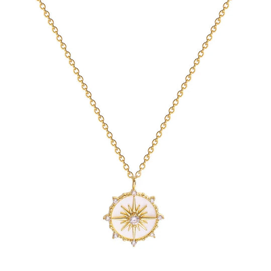 Elegant Gold Tone Geometric Zircon Necklace N1558