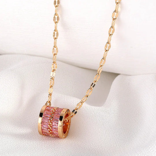 Elegant Necklace with Crystal Cylinder Pendant N1265 N1266 N1267