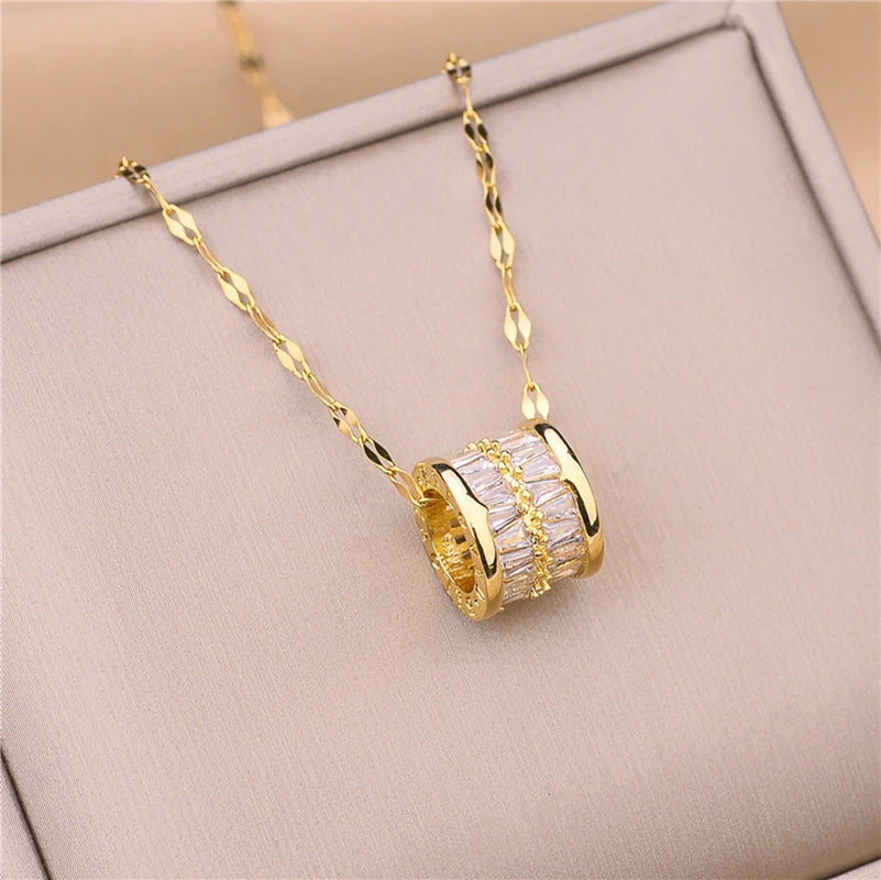 Elegant Necklace with Crystal Cylinder Pendant N1265 N1266 N1267