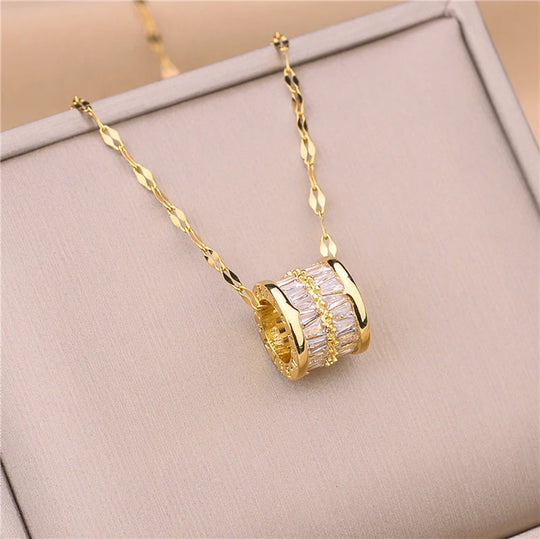 Elegant Necklace with Crystal Cylinder Pendant N1265 N1266 N1267