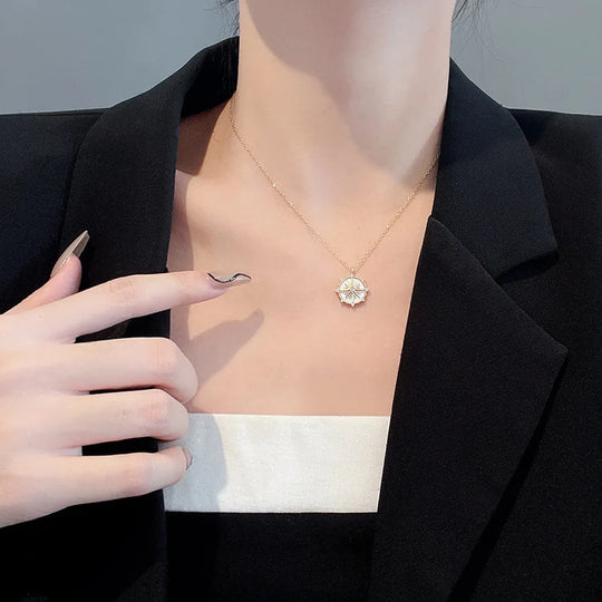 Elegant Gold Tone Geometric Zircon Necklace N1558