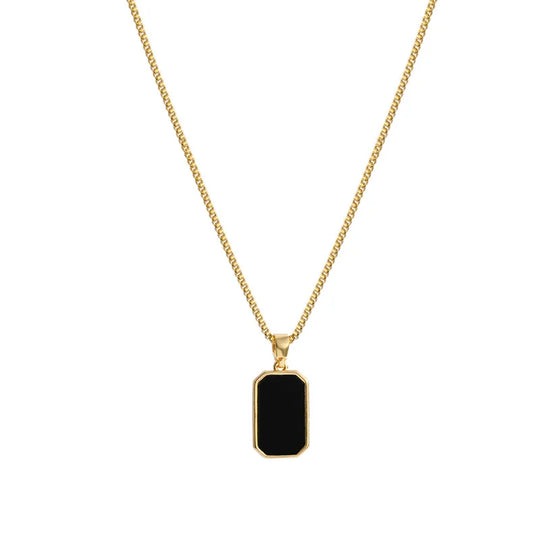 Minimalist Gold Plated Necklace with Black Pendant N1202