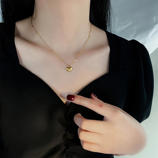 Fashion Gold Plated Dainty Heart Necklaces N1028
