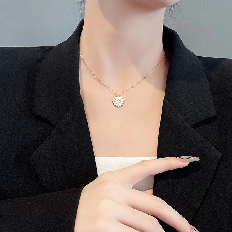 Elegant Gold Tone Geometric Zircon Necklace N1558