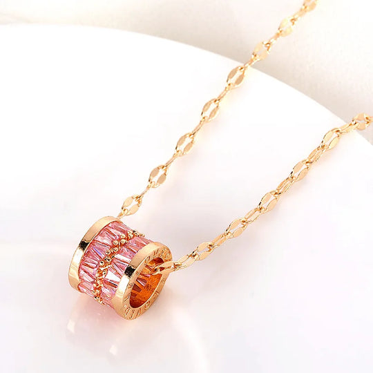 Elegant Necklace with Crystal Cylinder Pendant N1265 N1266 N1267