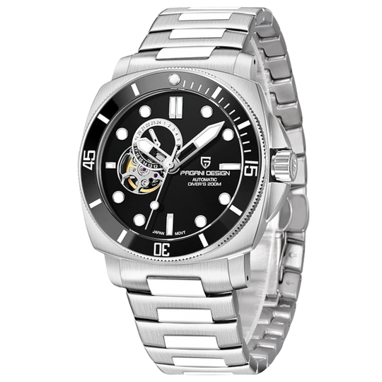 Luxury Automatic Watch with Stainless Steel & Nylon Strap