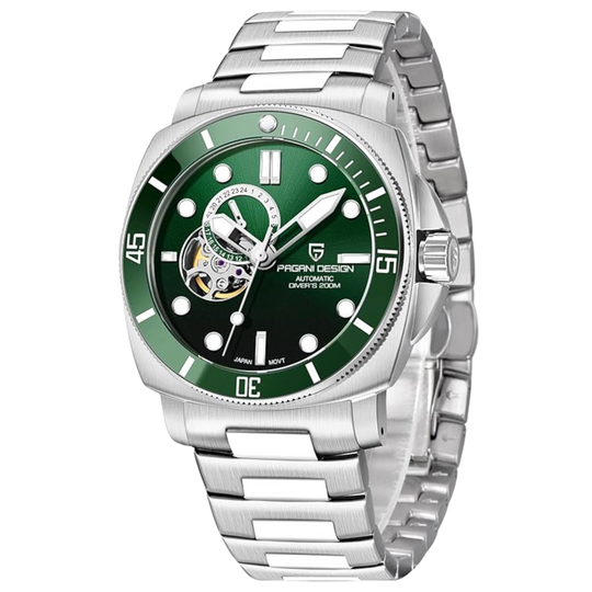 Luxury Automatic Watch with Stainless Steel & Nylon Strap