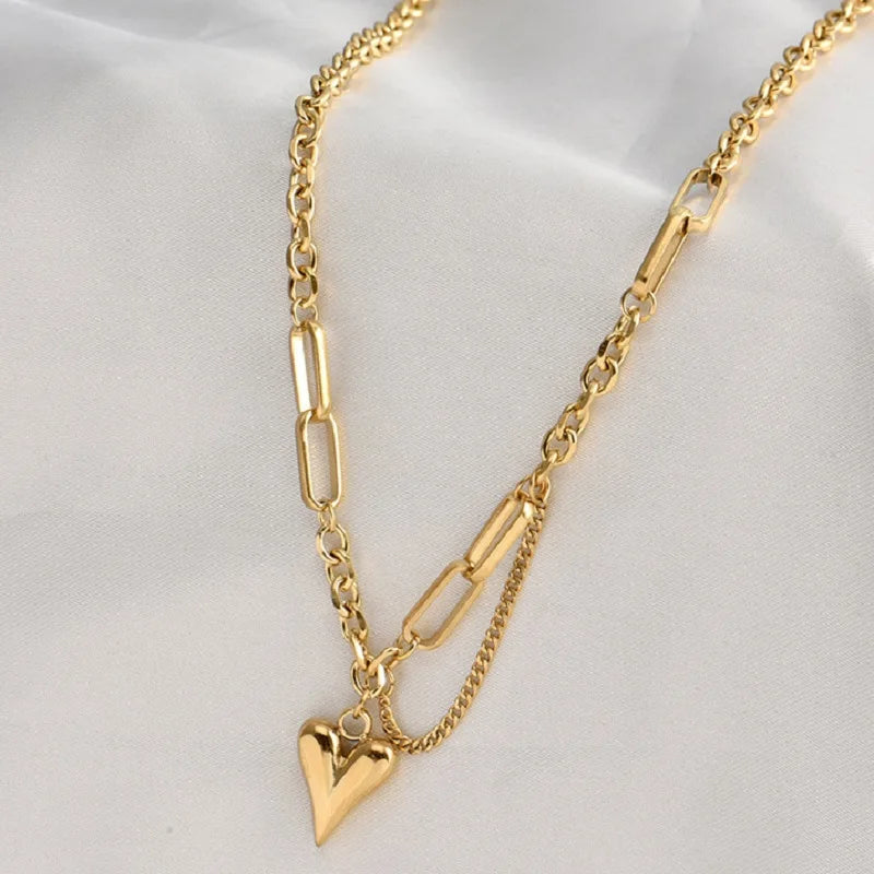 Fashion Gold Plated Dainty Heart Necklaces N1028