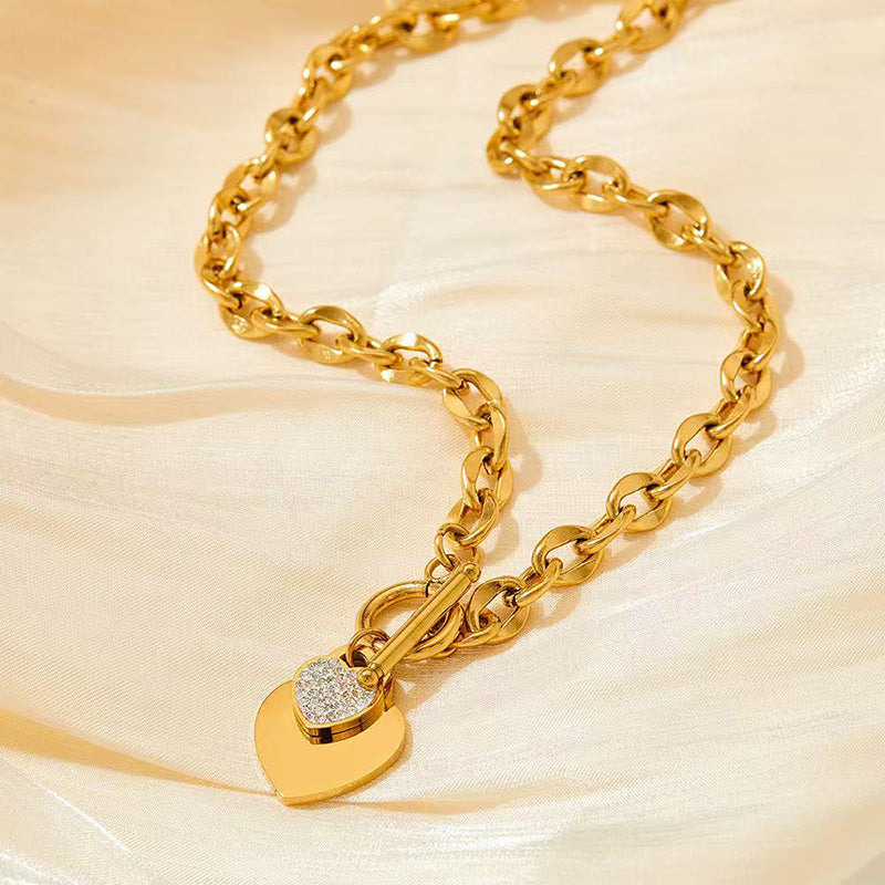 Classic Heart Pendant Toggle Clasp Jewelry Set N468 B256