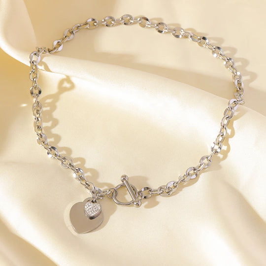 Classic Heart Pendant Toggle Clasp Jewelry Set N468 B256