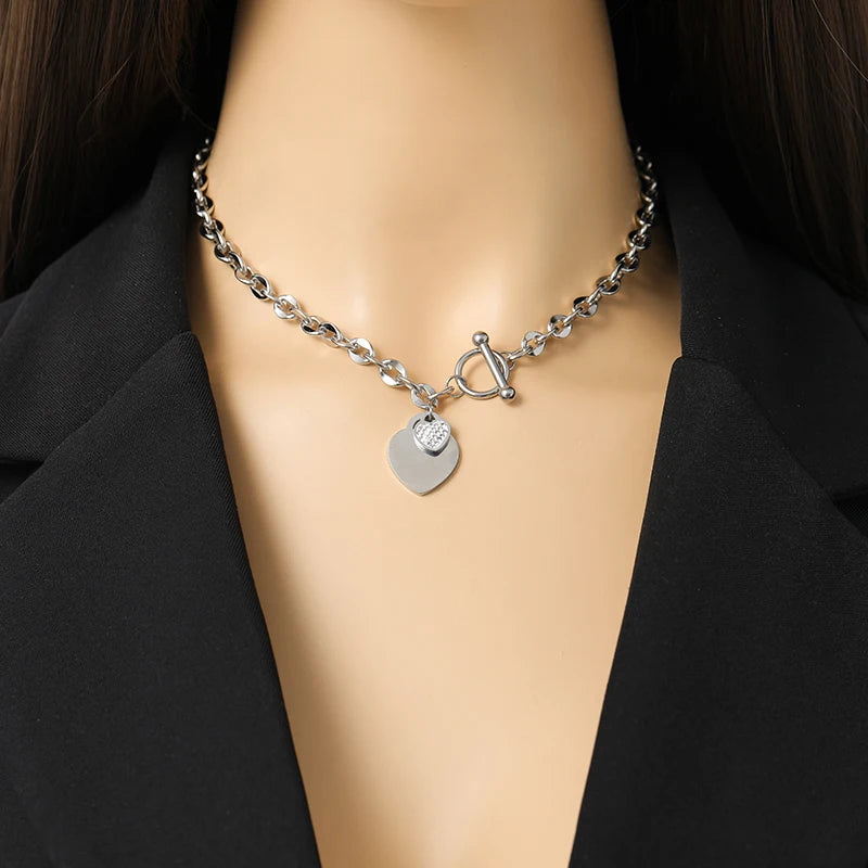 Classic Heart Pendant Toggle Clasp Jewelry Set N468 B256