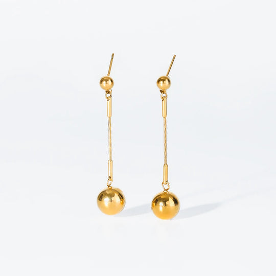Minimalist Gold Bead Dangle Drop Earrings E160