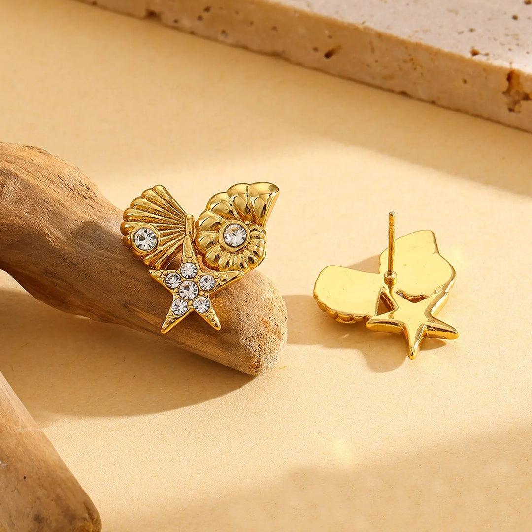 Classic Elegant Gold Zircon Stud Earrings E314