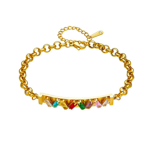 Stylish Square Bracelet with Zircon Charms B711