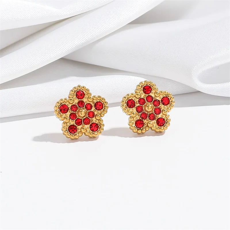 Minimalist Flower Zircon Stud Earrings E344