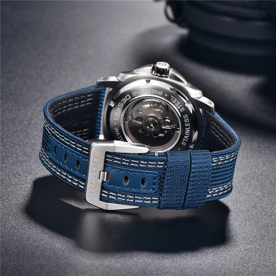 Luxury Automatic Watch with Stainless Steel & Nylon Strap