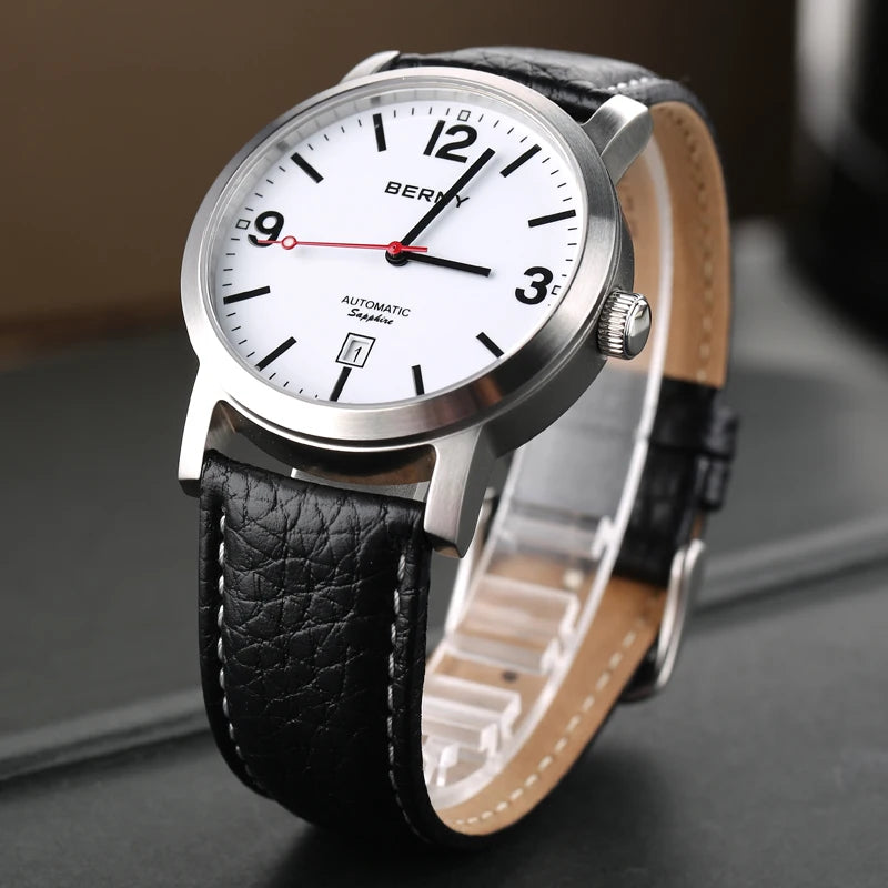 Premium Classic Automatic Mechanical Watch – 40mm Leather Strap AM038M