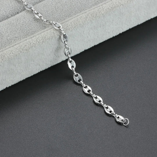 Classic Stainless Steel Coffee Bean Chain Bracelet Q0204