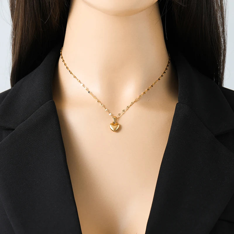 Elegant 18k Gold Plated Heart Pendant Jewelry Set N414 B244 E331