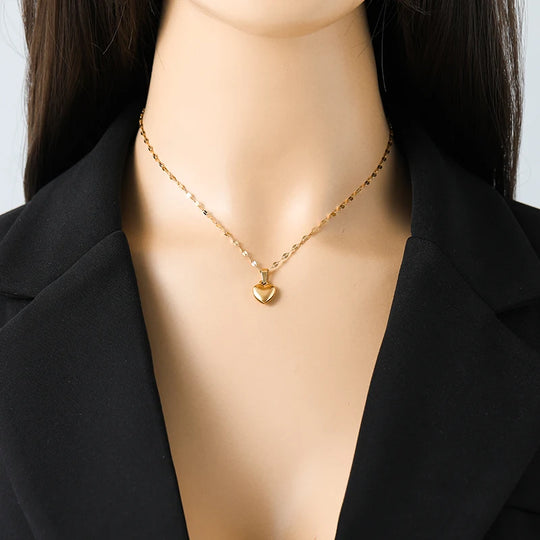 Elegant 18k Gold Plated Heart Pendant Jewelry Set N414 B244 E331