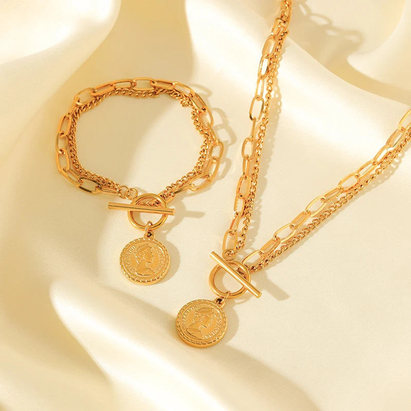 Classic Coin Pendant Jewelry Set N401 B233