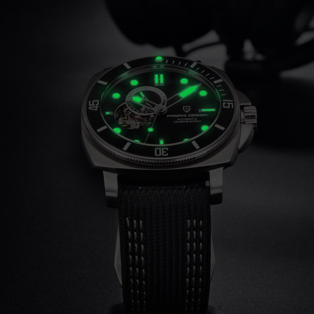 Luxury Automatic Watch with Stainless Steel & Nylon Strap