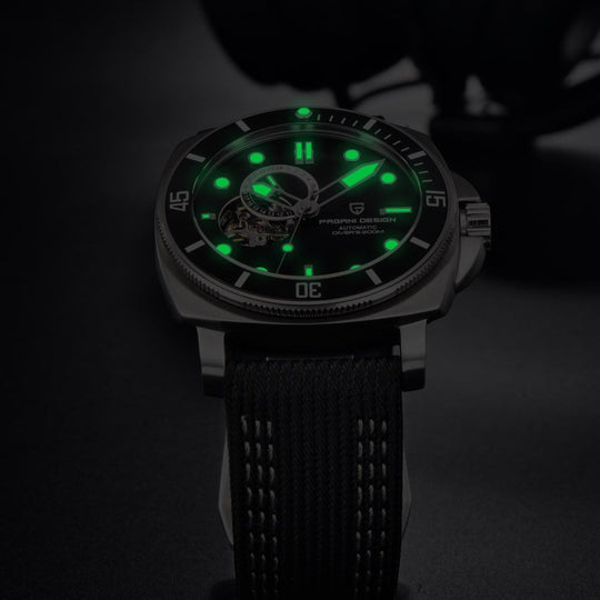 Luxury Automatic Watch with Stainless Steel & Nylon Strap