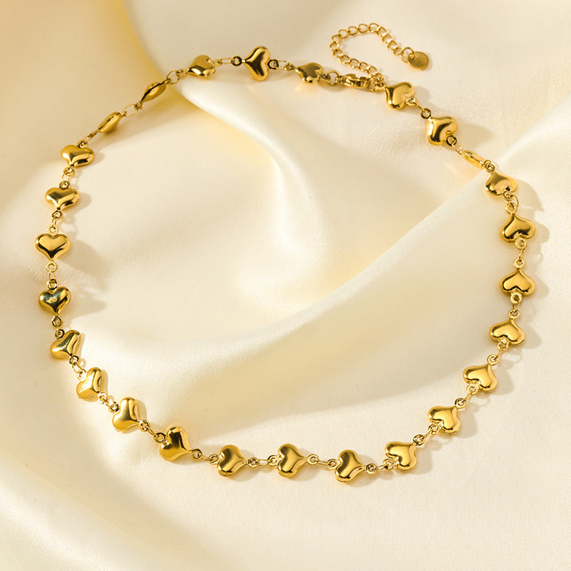 Elegant Gold Heart Chain Jewelry Set N589 B338