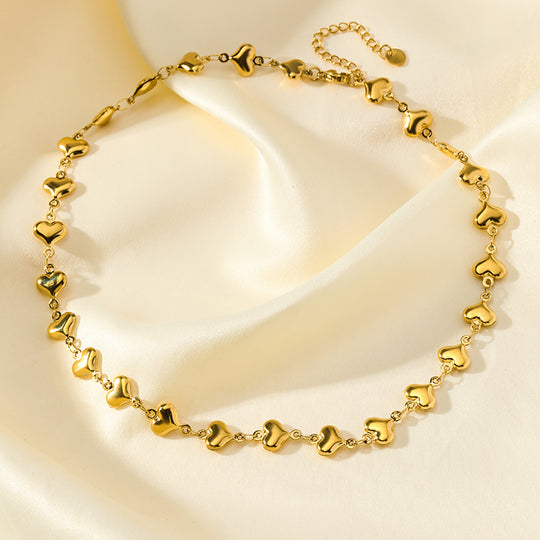Elegant Gold Heart Chain Jewelry Set N589 B338