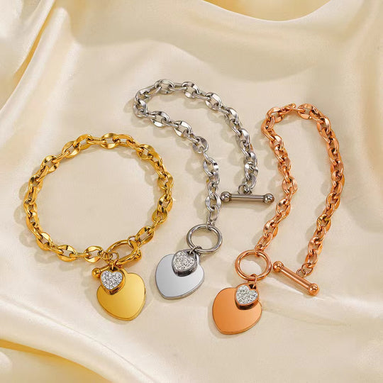 Classic Heart Pendant Toggle Clasp Jewelry Set N468 B256