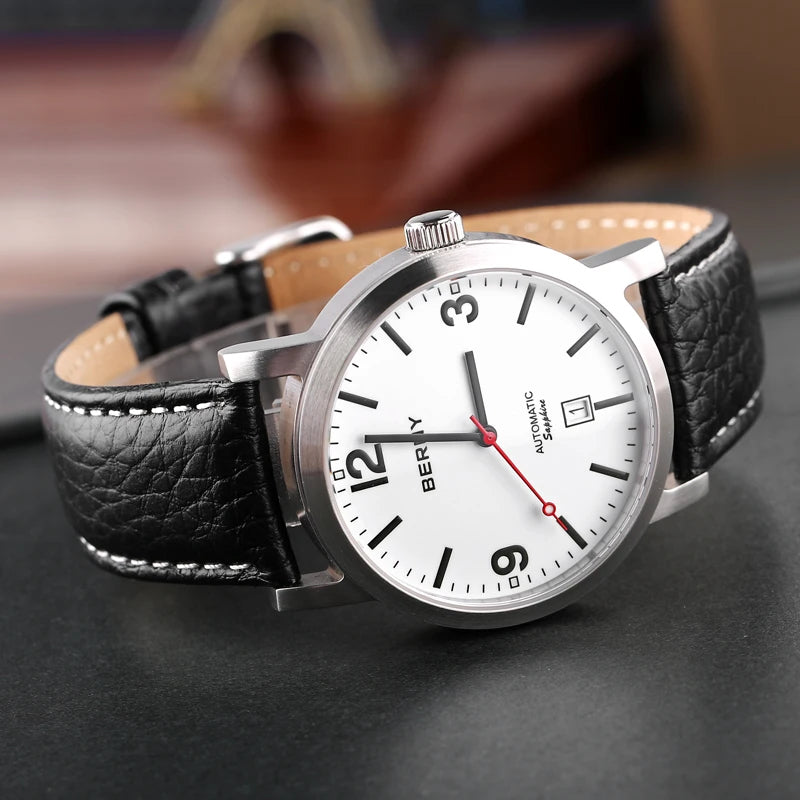 Premium Classic Automatic Mechanical Watch – 40mm Leather Strap AM038M