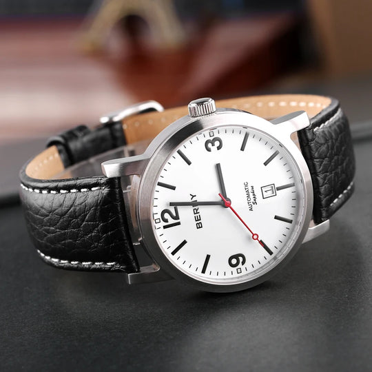 Premium Classic Automatic Mechanical Watch – 40mm Leather Strap AM038M