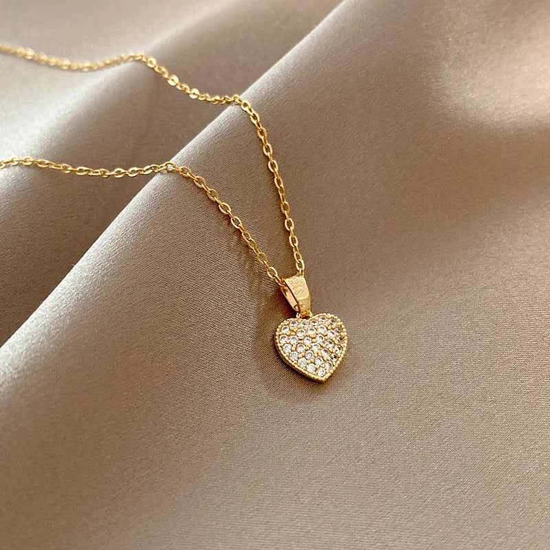 Fashion Gold Plated Dainty Heart Necklaces N1028