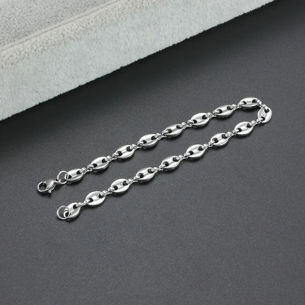 Classic Stainless Steel Coffee Bean Chain Bracelet Q0204