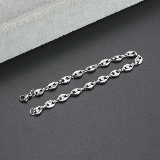Classic Stainless Steel Coffee Bean Chain Bracelet Q0204