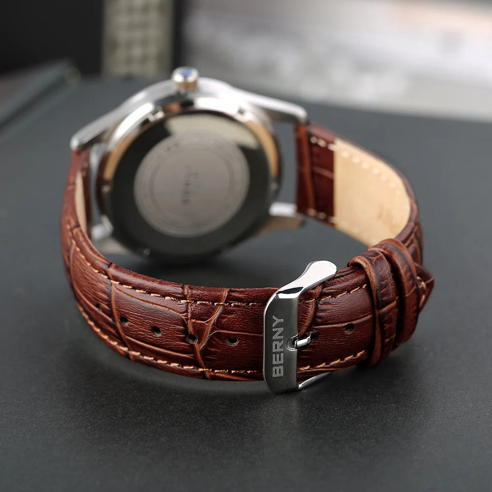 Classic Miyota Quartz Watch – 38mm Leather Strap 2623M