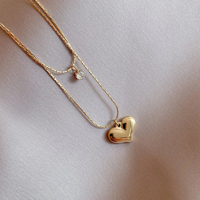 Fashion Gold Plated Dainty Heart Necklaces N1028