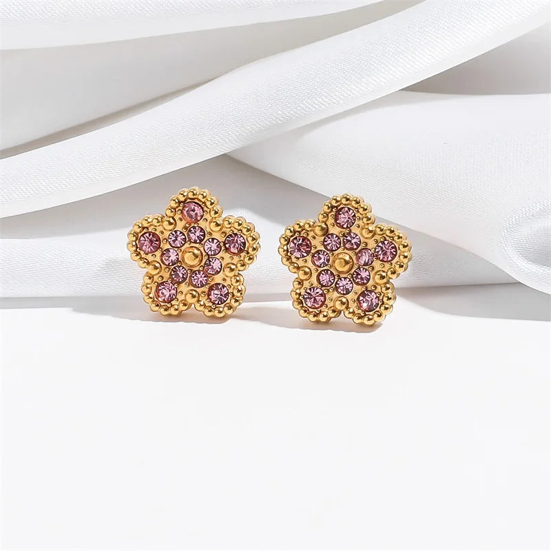 Minimalist Flower Zircon Stud Earrings E344