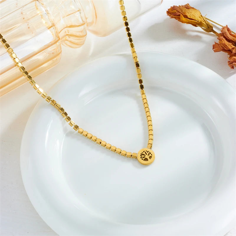 Minimalist Gold Necklace and Bracelet N2278 B1008