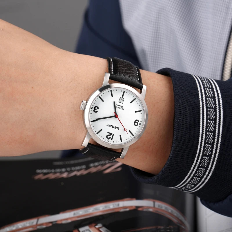 Premium Classic Automatic Mechanical Watch – 40mm Leather Strap AM038M