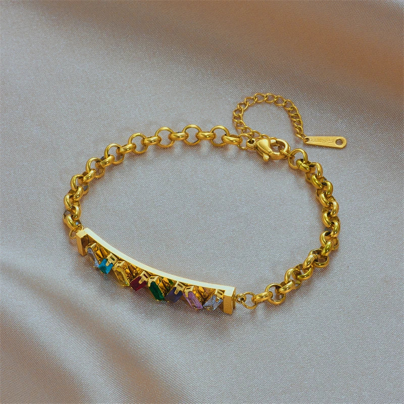 Stylish Square Bracelet with Zircon Charms B711