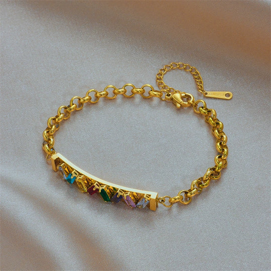 Stylish Square Bracelet with Zircon Charms B711