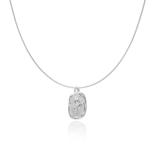 Elegante geometrische Tulpen-Rose-Anhänger-Halskette N305 