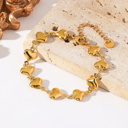 Elegant Gold Heart Chain Jewelry Set N589 B338