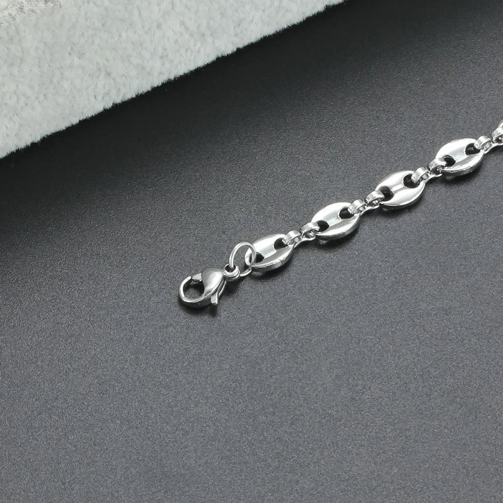 Classic Stainless Steel Coffee Bean Chain Bracelet Q0204