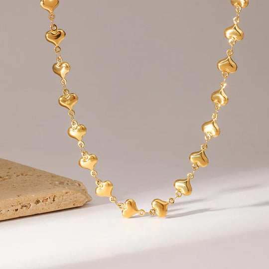 Elegant Gold Heart Chain Jewelry Set N589 B338