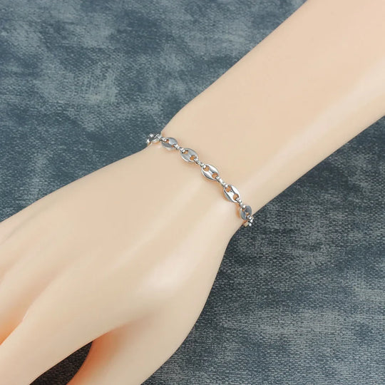 Classic Stainless Steel Coffee Bean Chain Bracelet Q0204