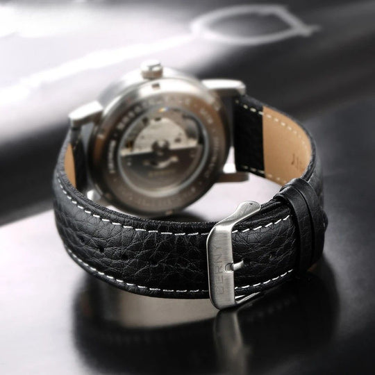 Premium Classic Automatic Mechanical Watch – 40mm Leather Strap AM038M