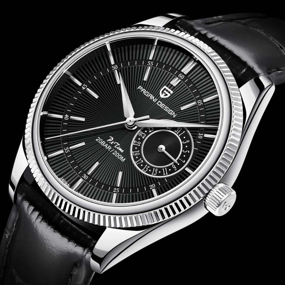 Klassische Luxus-Quarzuhr mit Lederarmband 40 mm PD-1689