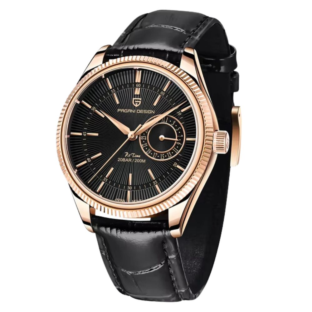 Klassische Luxus-Quarzuhr mit Lederarmband 40 mm PD-1689